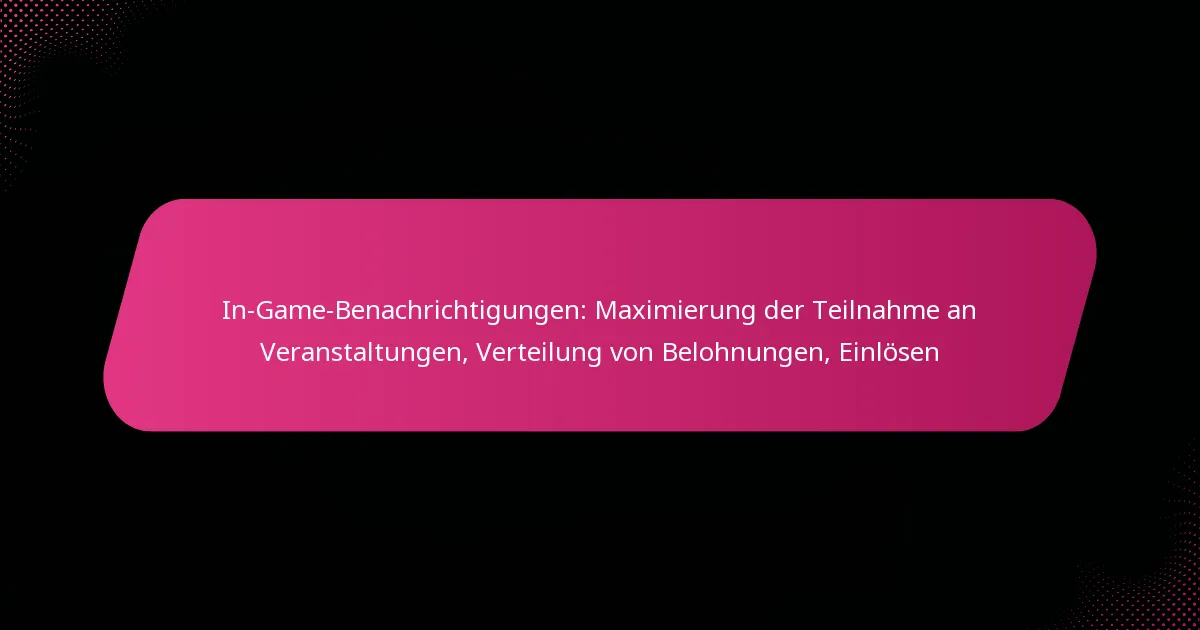 In-Game-Benachrichtigungen: Maximierung der Teilnahme an Veranstaltungen, Verteilung von Belohnungen, Einlösen