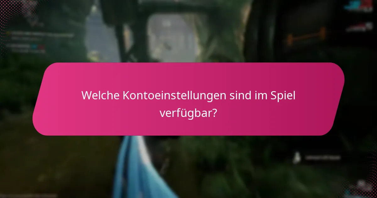 Welche Kontoeinstellungen sind im Spiel verfügbar?